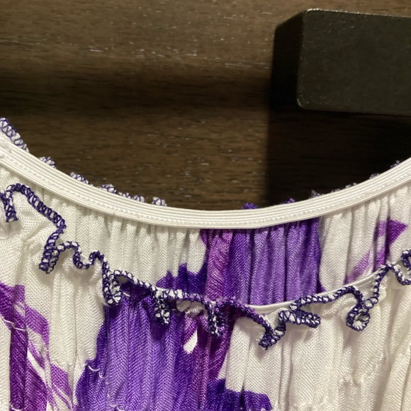 Purple and white sundress, Flowy, Boho, hippie, ruffles, elastic straps & bodice - Picture 12 of 12